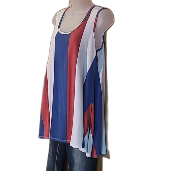 LuLaRoe Flowy Tank Top Asymmetrical Swing Sleeveless Trapeze Oversized Blouse - Picture 4 of 16